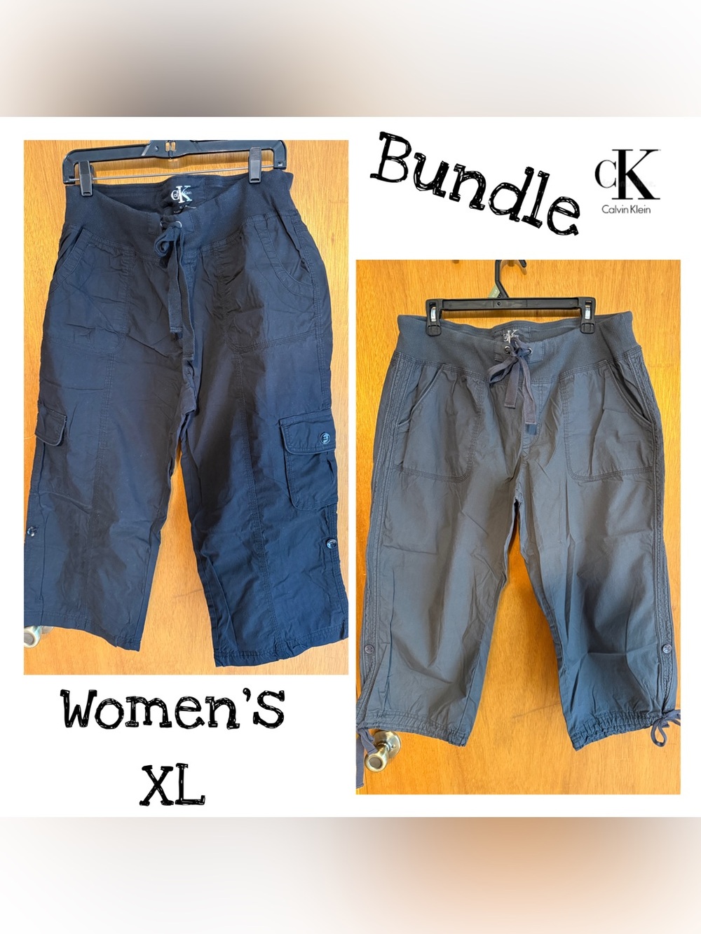 Calvin Klein capri cargo pants bundle wm XL Black & Grey